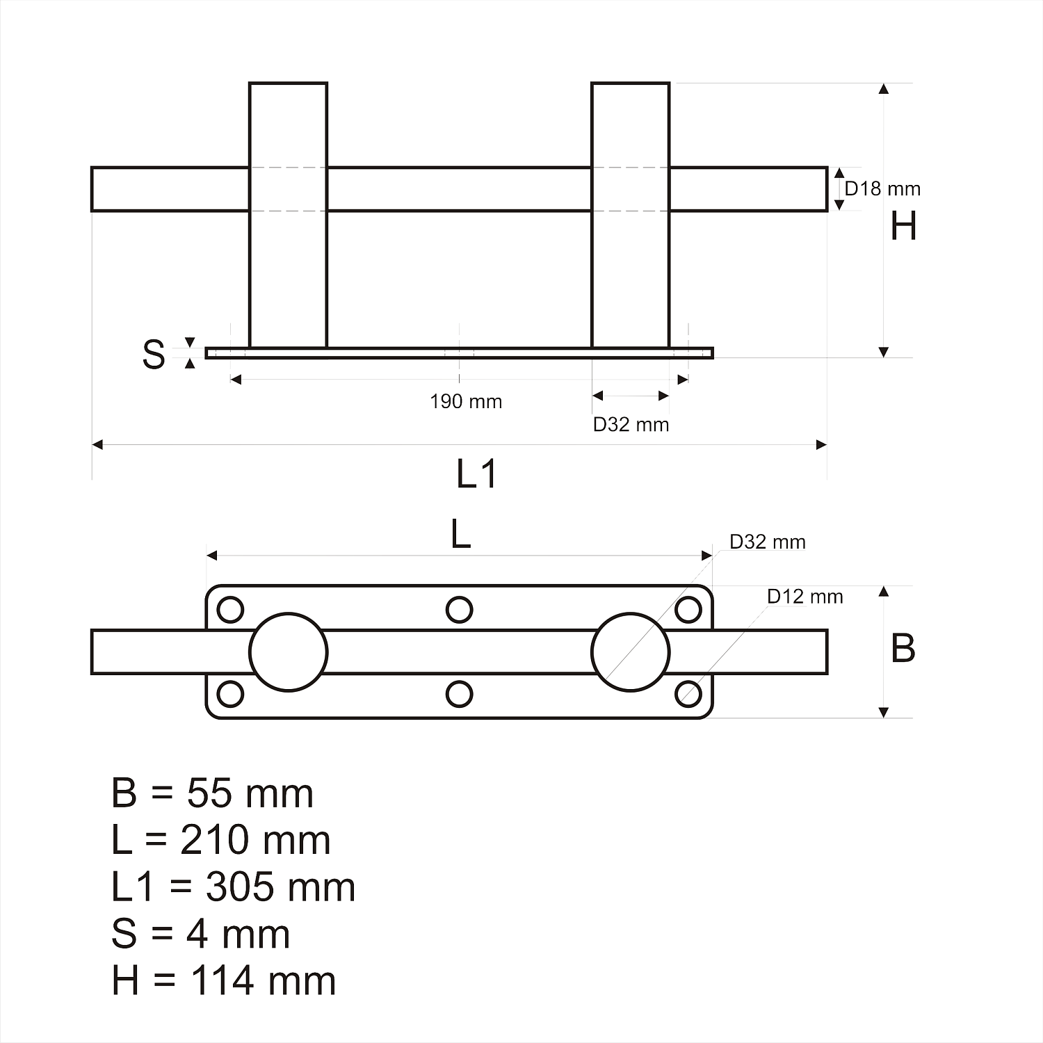 Кнехт двойной из нержавеющей стали | RiverMart.ru

