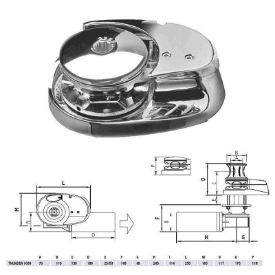 Лебедка якорная "THUNDER" без барабана, 1000Вт, 12В, цепь 6мм | RiverMart.ru
