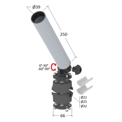 Держатель спиннинга торцевой на леер наклонный, алюминий Артикул: 030632T купить по выгодной цене 2 670 руб. в магазине RiverMart.ru