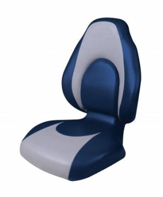 Сиденье складное с высокой спинкой и бок поддержкой (Серо-Синий) | RiverMart.ru
