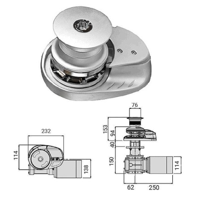 Лебедка якорная "X2" с барабаном, 700Вт, 12В, цепь 6мм | RiverMart.ru
