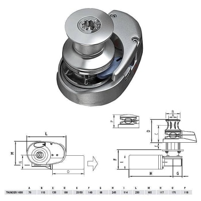 Лебедка якорная "THUNDER" с барабаном, 1000Вт, 12В, цепь 6мм | RiverMart.ru
